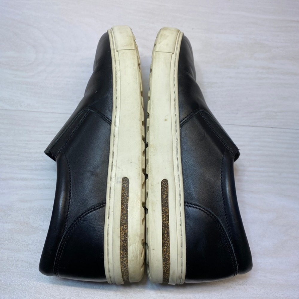 Birkenstock Womens 8 39 Oswego Slip On Sneaker Black Leather Cork Footbed Casual - Picture 2 of 8